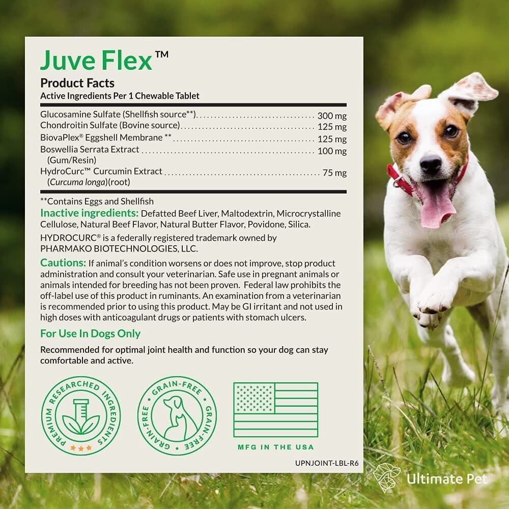 Ultimate Pet Nutrition Canine Juveflex Tablets Advanced Hip & Joint Support Dog Supplements - 60 Count  