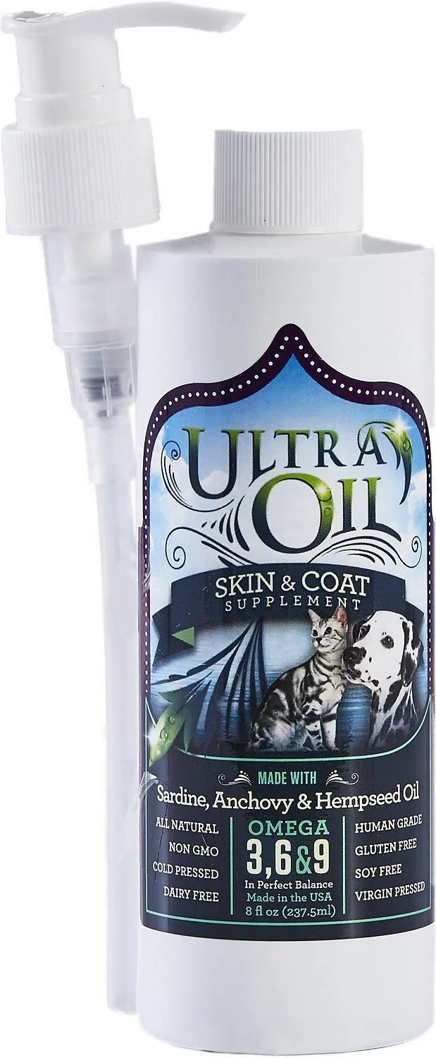 Ultra Oil Ultra Oil Skin & Coat Dog and Cat Health Supplements - 8 oz Bottle