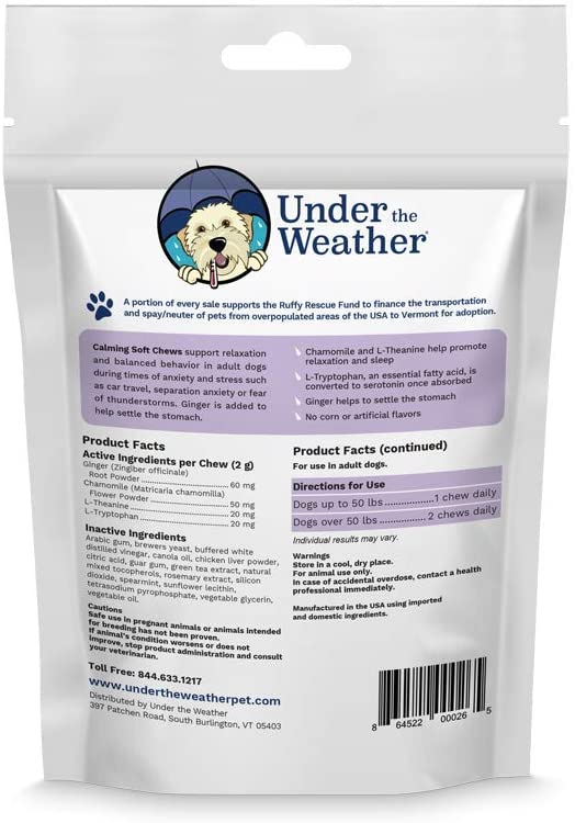 Under the Weather Calming Chewy Dog Supplements - 60 Count  