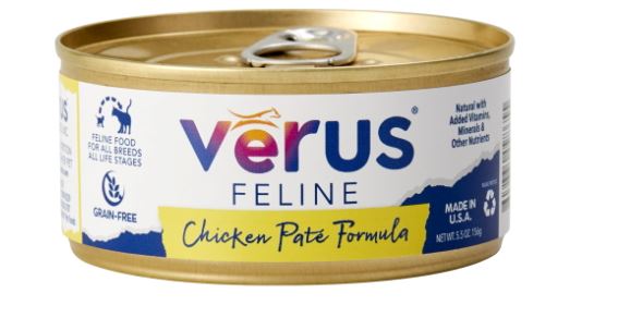 Verus Grain-Free Chicken Canned Cat Food - 5.5 oz Cans - Case of 24