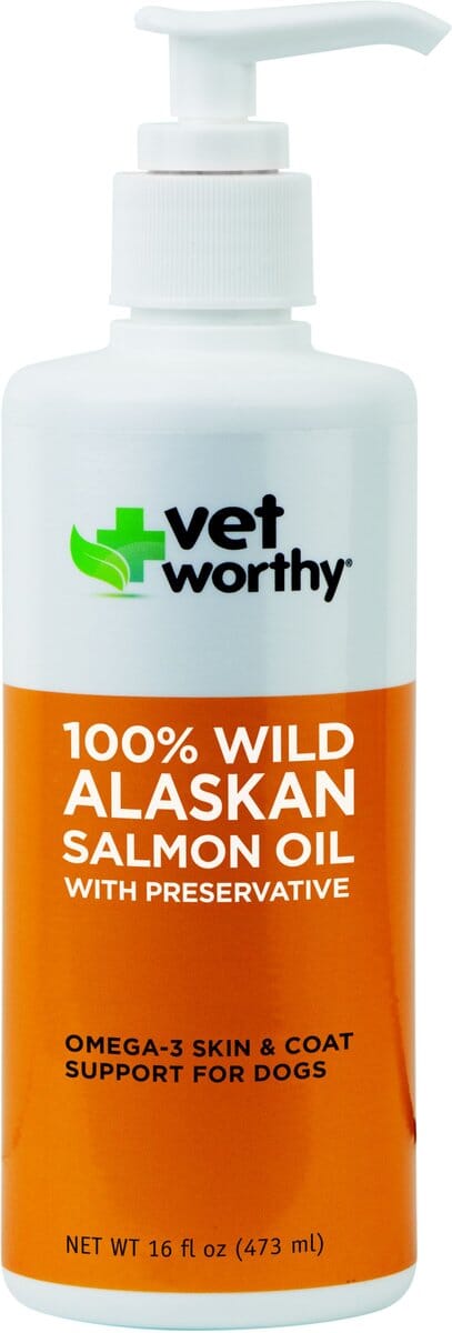 Vet Worthy 100% Wild Alaskan Salmon Oil Skin and Coat Cat and Dog Supplements - 16 Oz B...