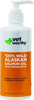 Vet Worthy 100% Wild Alaskan Salmon Oil Skin and Coat Cat and Dog Supplements - 16 Oz Bottle  