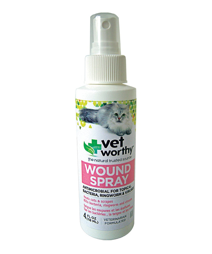 Vet Worthy Feline Wound Spray Cat and Dog Supplement - 4 oz Bottle