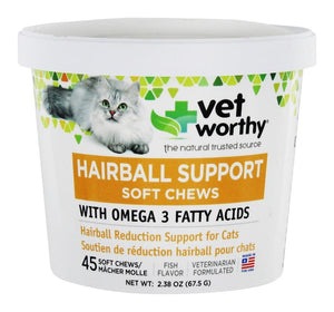 Vet Worthy First Aid Hairball Soft Chew Aid Cat Healthcare - 45 ct Cup