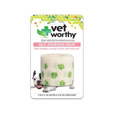 Vet Worthy First Aid Pet Adhering Wrap Paw Print Medical Dog Supplies - 2 IN x 5 YDs  