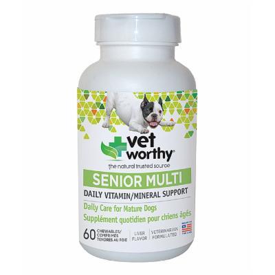Vet Worthy Senior Multi-Vitamin Tablet Dog Vitamins and Minerals - 60 ct Capsule Bottle  