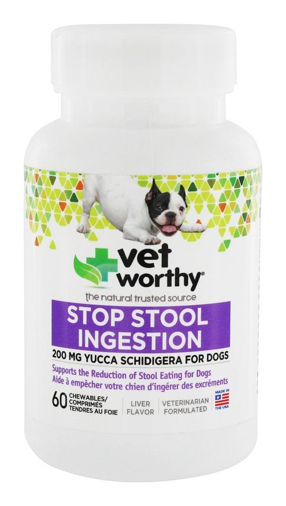 Vet Worthy Stop Stool Ingestion Tablet Chewable Dog Tablets - 60 Capsule Bottle  