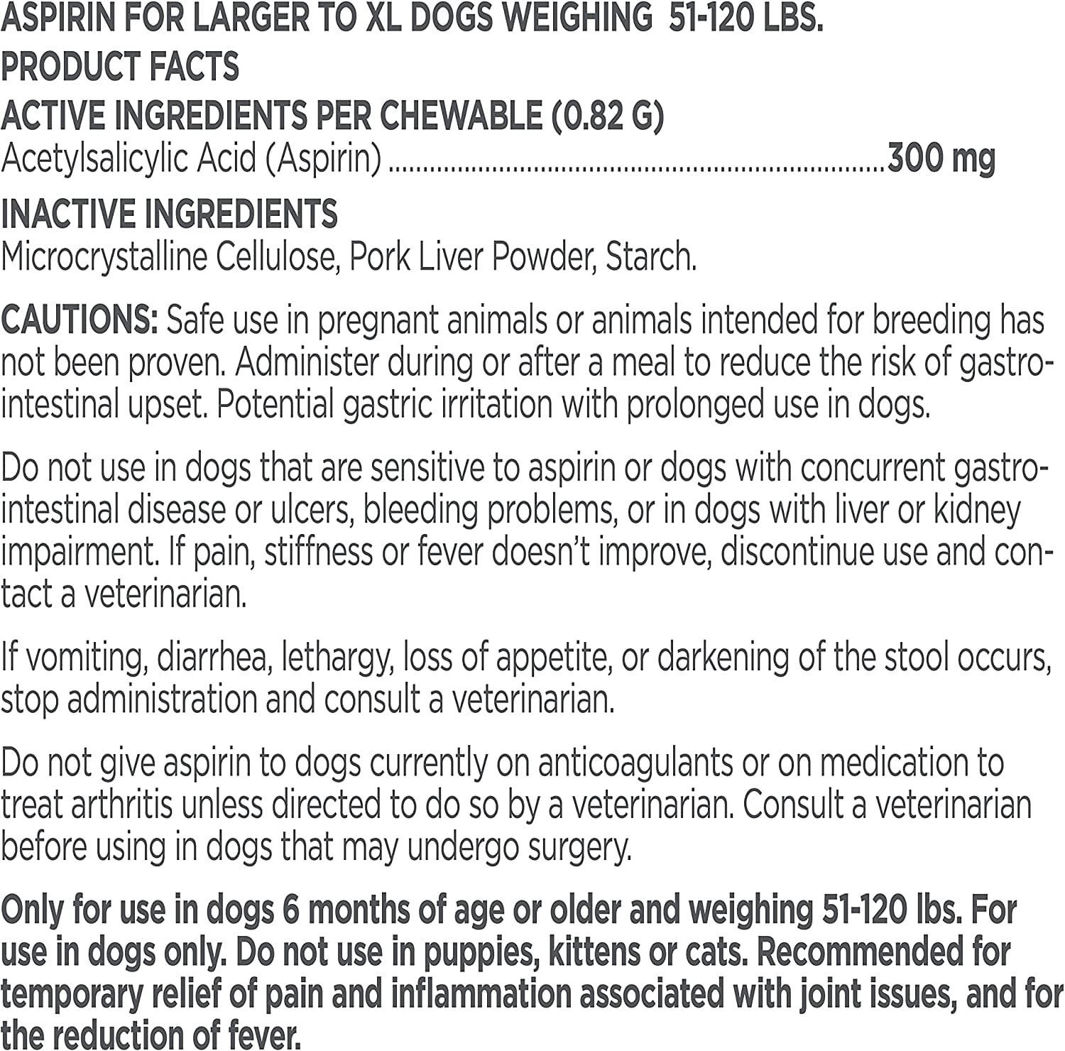 Vetality Canine Aspirin Large-Xl Dogs 51-120 Lbs - Large / Extra Large - 120 Count  