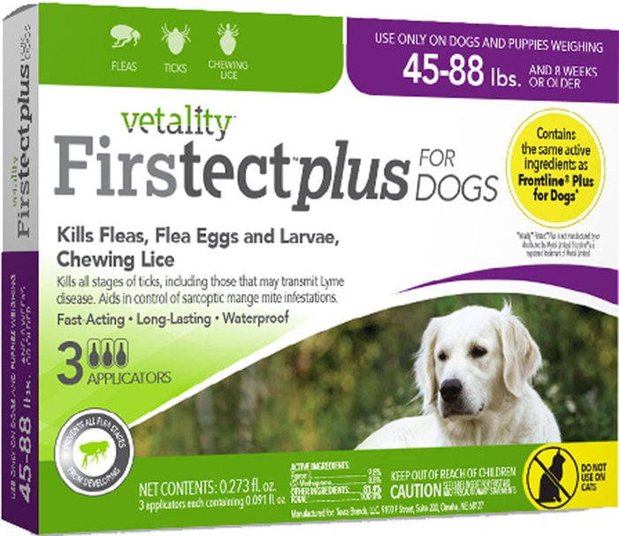 Vetality Firstect Plus Flea and Tick for Dogs - 45 - 88 Lbs - 3 Pack