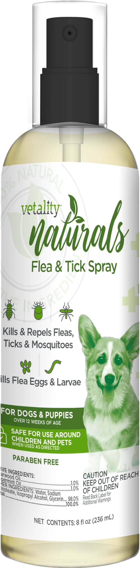 Vetality Naturals Flea & Tick Spray for Dogs - 8 Fl Oz