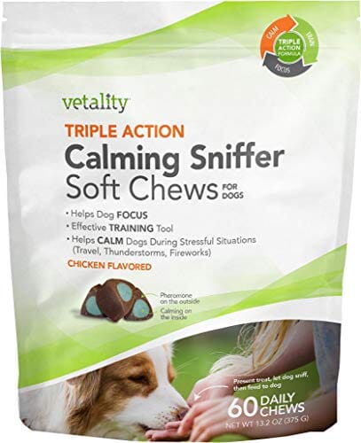 Vetality Triple Action Calming Sniffer Dog Chews - Chicken - 60 Count  