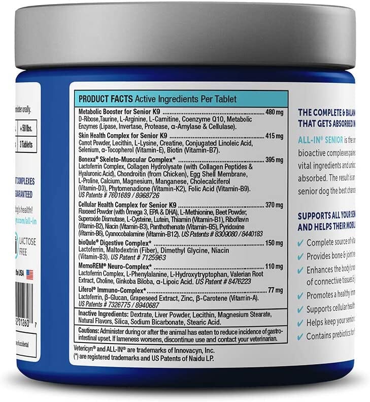 Vetericyn All In Senior Dog Supplements - 90 Count  