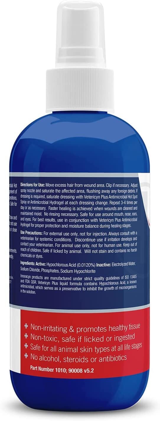 Vetericyn Plus Antimicrobial Hot Spot Spray Dog Wound Care - 8 Oz  