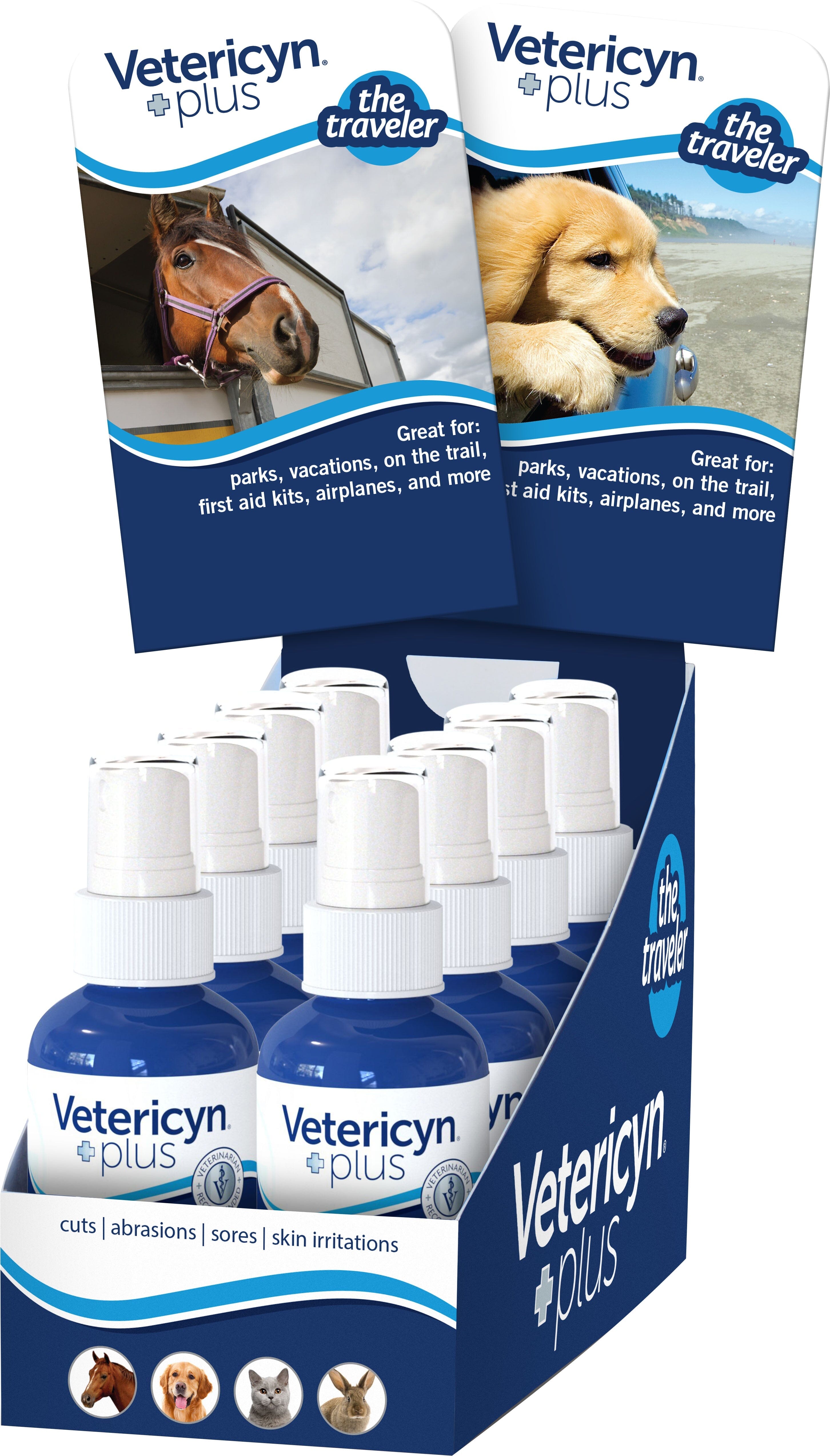 Vetericyn Plus The Traveler Pop Counter Display Veterinary Supplies Sprays/Daubers - 3 Oz - 8 Count