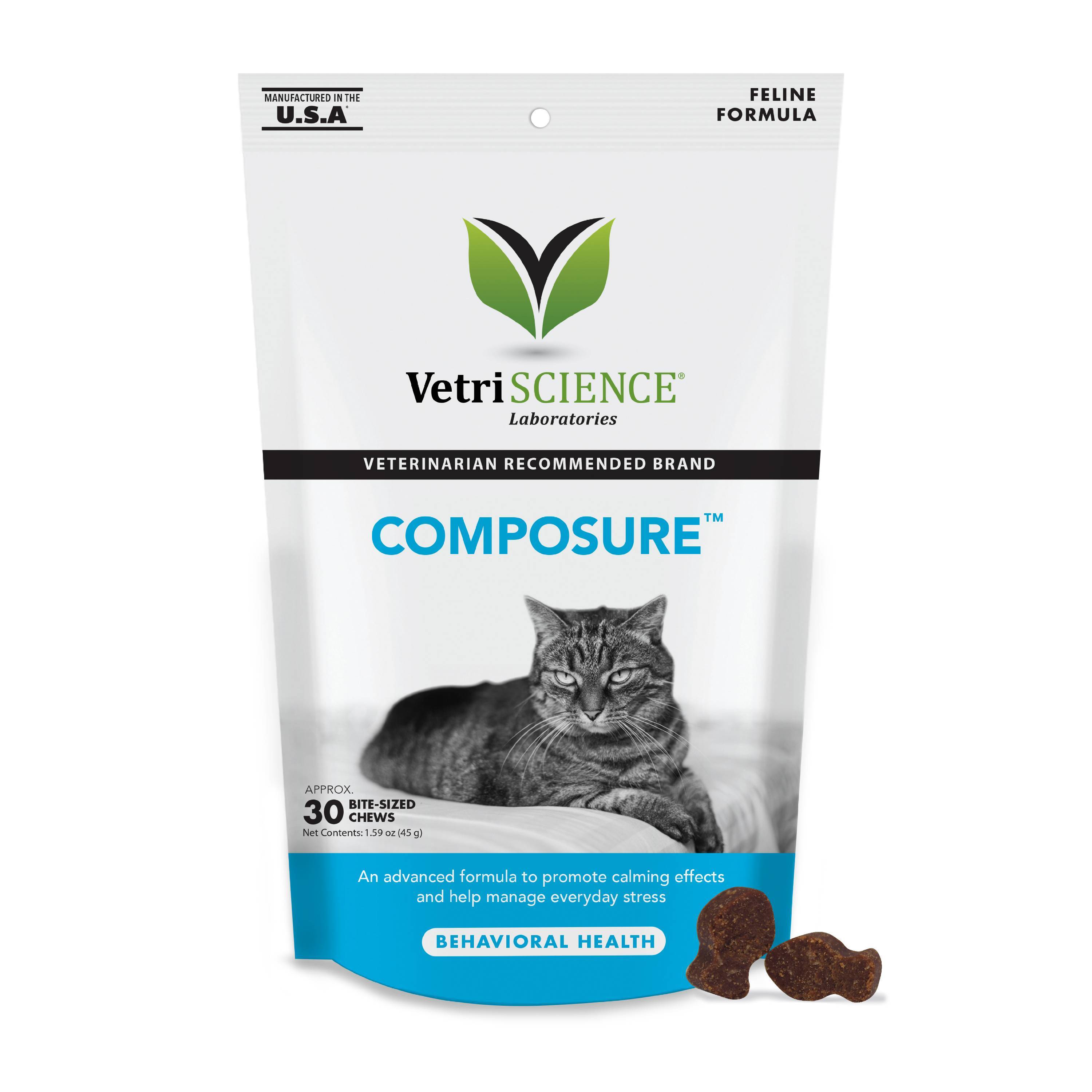 Vetriscience Labs Composure Calming Chewable Cat Supplements - 30 ct Pouch  