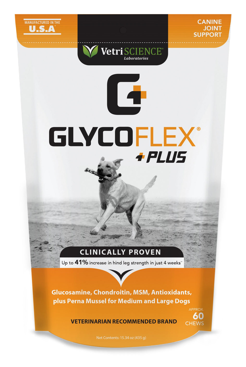 Vetriscience Labs GlycoFlex Plus Hip and Joint Dog Supplements - 60 ct Pouch  