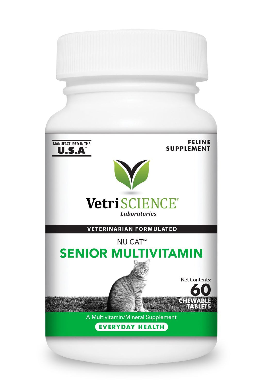 Vetriscience Labs NuCat Senior Cat Multi-Vitamin Tablet Cat Supplements - 60 ct Bottle  