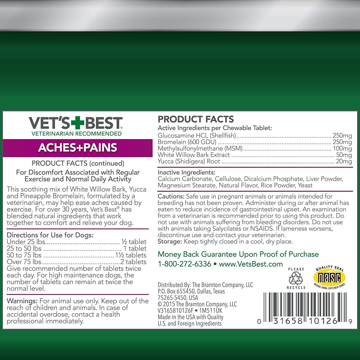 Vet's Best Aches & Pains Formula/Aspirin Free Dog Supplements - 50 Tablets  