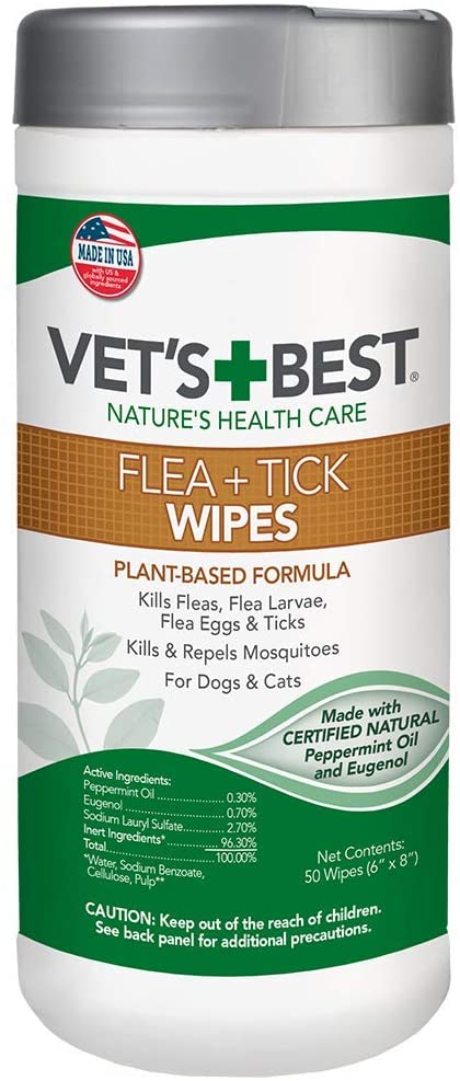 Vet's Best Cat and Dog Flea and Tick Wipes - 50 Count  