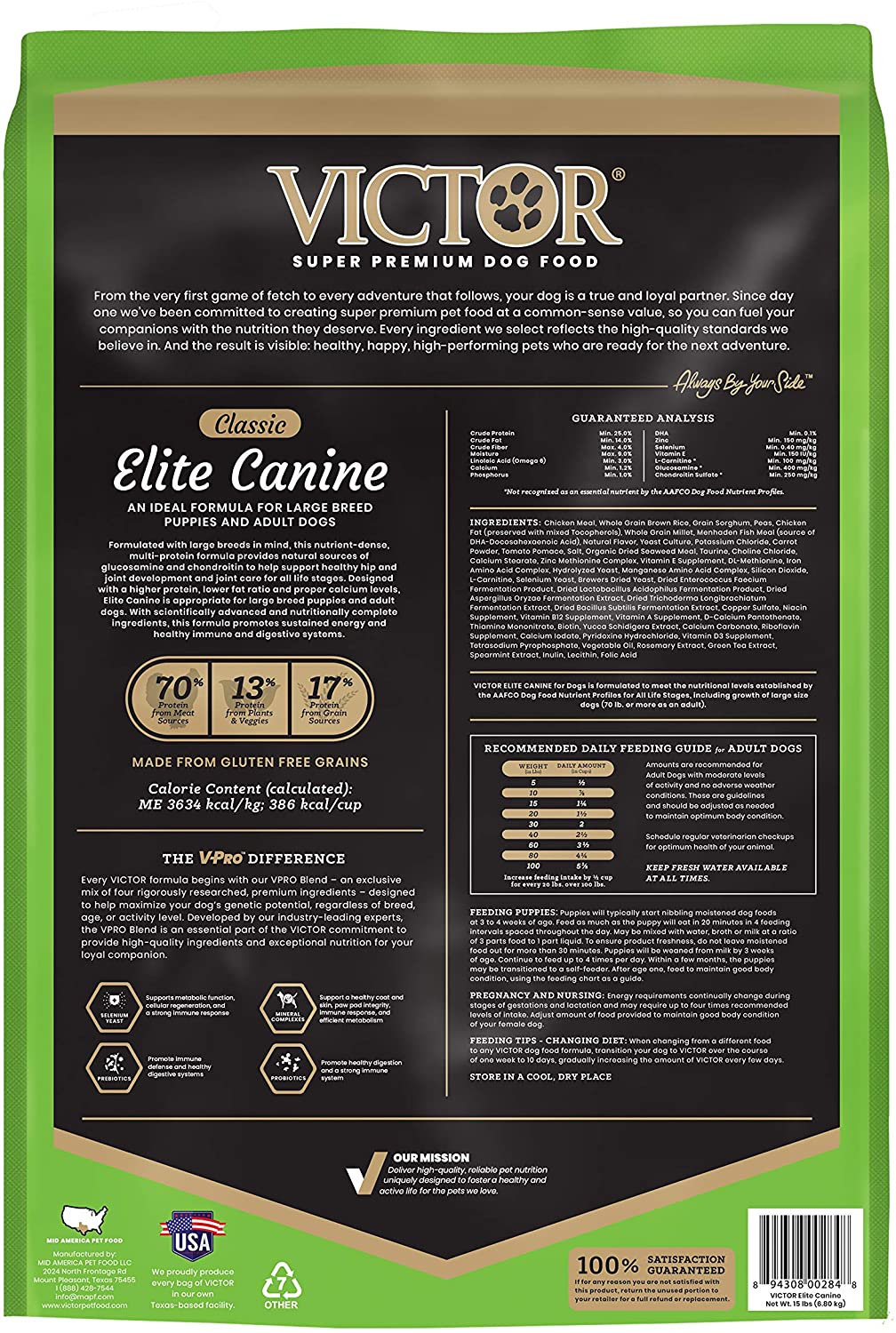 Victor Elite Canine Dry Dog Food - 15 lb Bag  