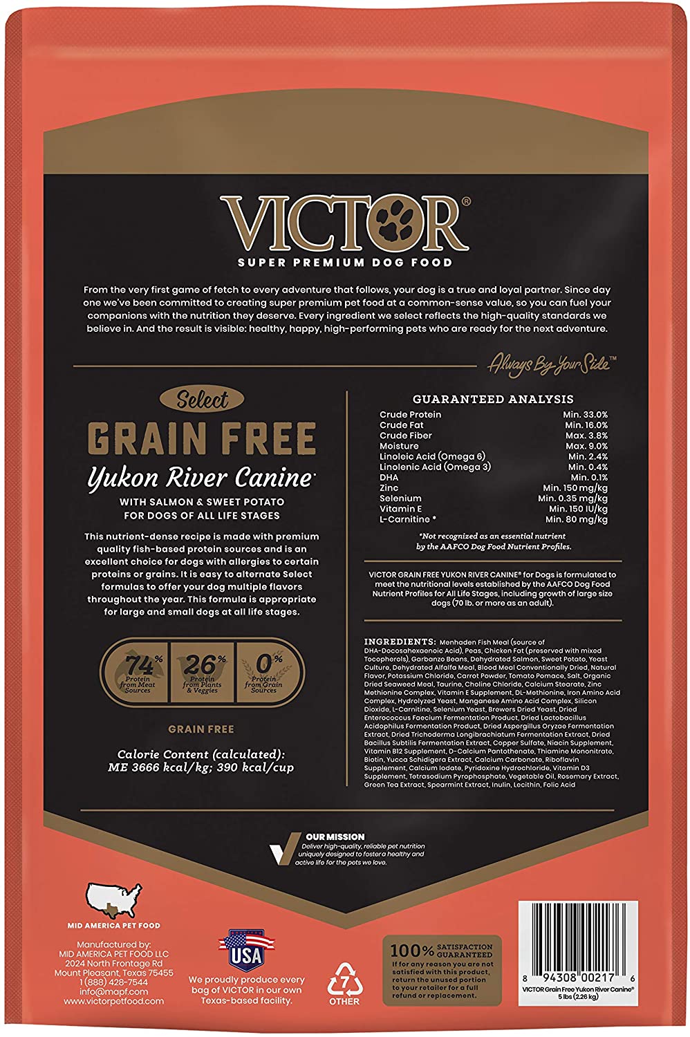 Victor Grain Free Yukon River Formula Dry Dog Food - 5 lb Bag  