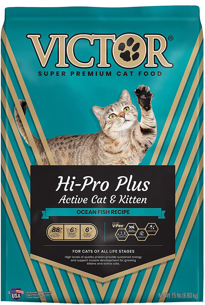 Victor Hi-Pro Plus Active Cat & Kitten Dry Cat Food - 15 lb Bag