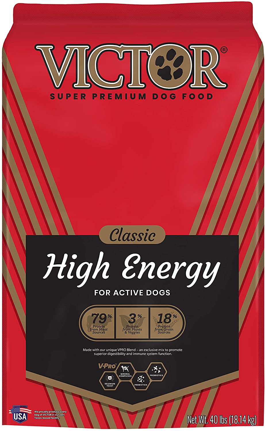 Victor High Energy Formula Dry Dog Food - 40 lb Bag  