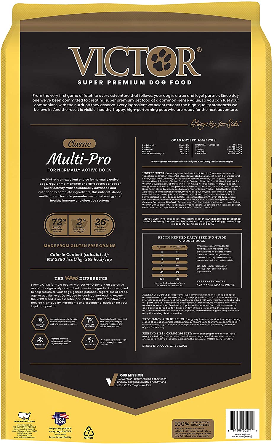 Victor Multi-Pro Formula Dry Dog Food - 50 lb Bag  