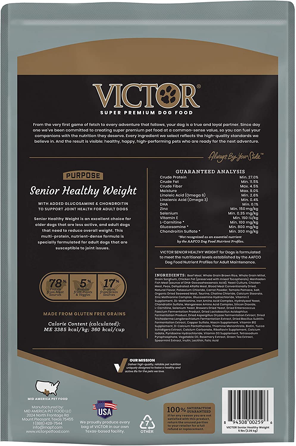 Victor Select Senior/Healthy Weight Dry Dog Food - 5 lb Bag  