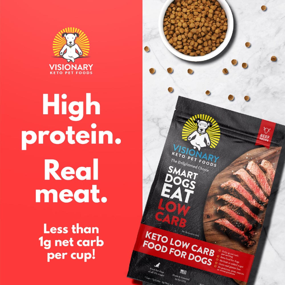 Visionary Pet Beef Recipe Dry Low Carb Keto Food For Dogs  