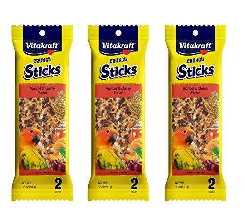 Vitakraft Crunch Sticks - Apricot & Cherry Flavor Conure Treat - 3.5 oz