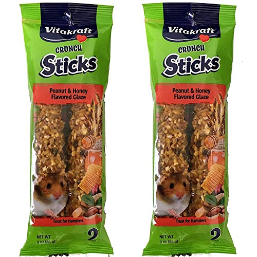 Vitakraft Crunch Sticks - Peanut & Honey Flavored Glaze Hamster Treat - 3 oz