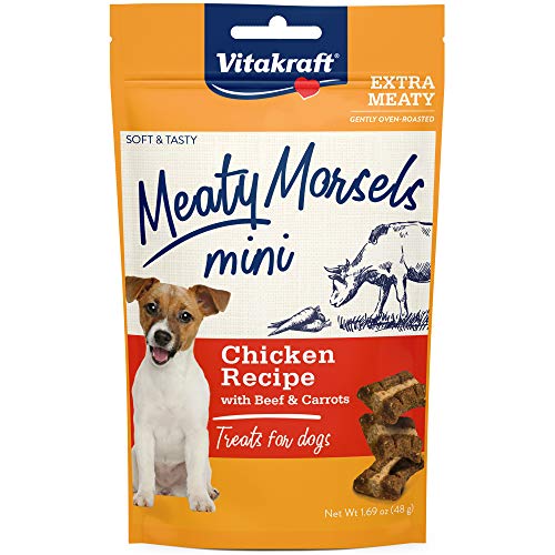 Vitakraft Meaty Morsels Mini Treats for Dogs - Chicken Recipe with Beef & Carrots - 1.69 oz  