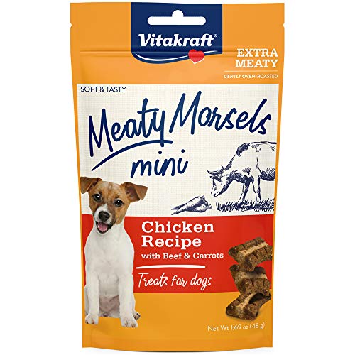 Vitakraft Meaty Morsels Mini Treats for Dogs - Chicken Recipe with Beef & Carrots - 1.6...