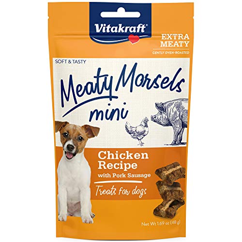 Vitakraft Meaty Morsels Mini Treats for Dogs - Chicken Recipe with Pork Sausage - 1.69 oz  