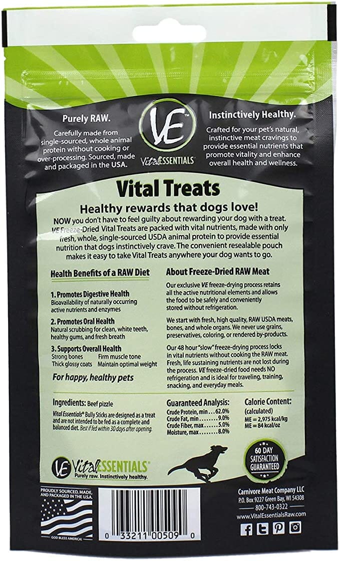 Vital Essentials 5pc Freeze-Dried Bully Sticks Freeze-Dried Dog Treats - 6 Oz  