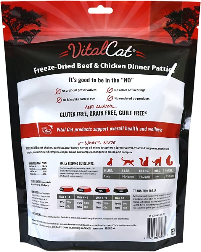 Vital Essentials Beef & Chicken Dinner Patties Freeze-Dried Cat Food - 8 Oz  