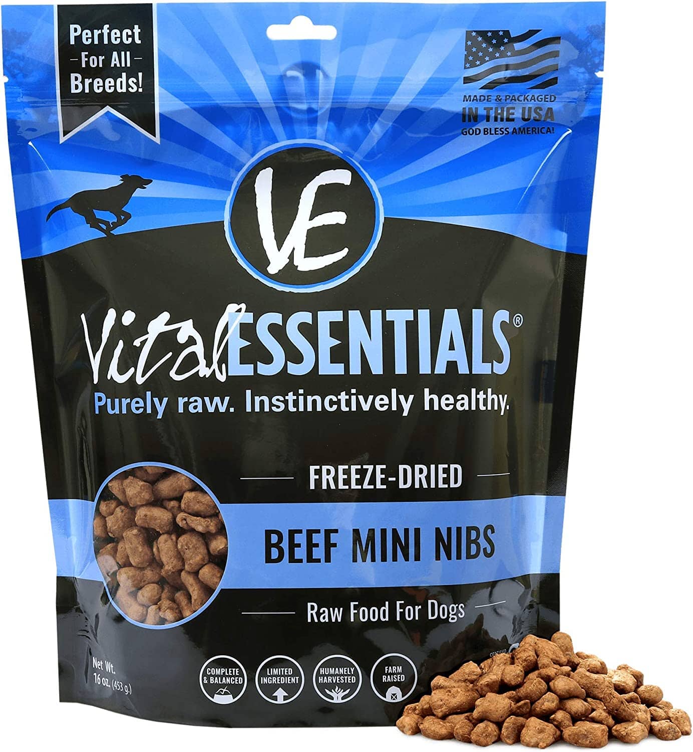 Vital Essentials Beef Mini Nibs Entrée Freeze-Dried Dog Food - 1 Lb  