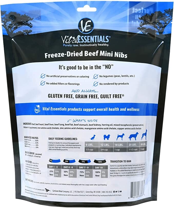 Vital Essentials Beef Mini Nibs Freeze-Dried Dog Food - 16 Oz  