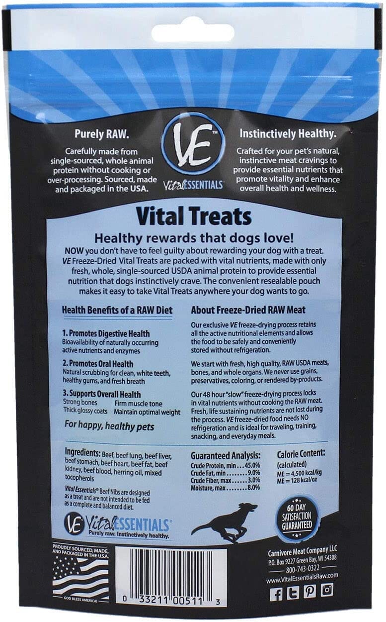 Vital Essentials Beef Nibs Freeze-Dried Dog Treats - 2.5 Oz  