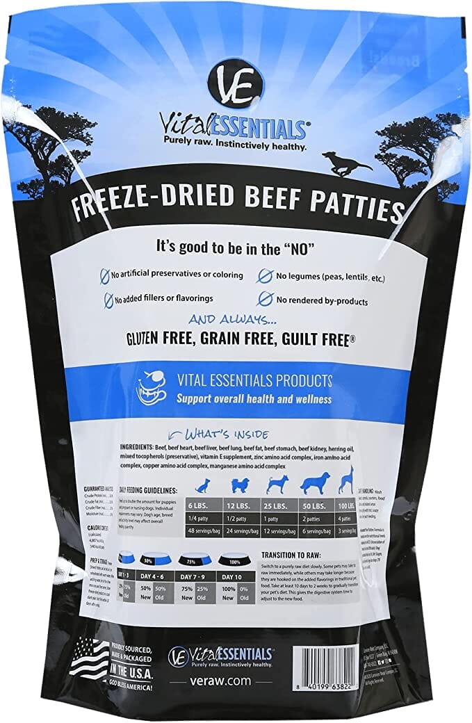 Vital Essentials Beef Patties Freeze-Dried Dog Food - 32 Oz  