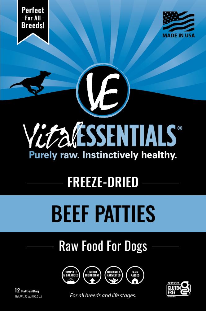 Vital Essentials Beef Patties Freeze Dried Dog Food  