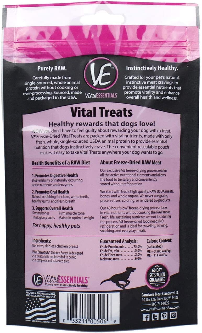 Vital Essentials Chicken Breast Freeze-Dried Dog Treats - 2.1 Oz  