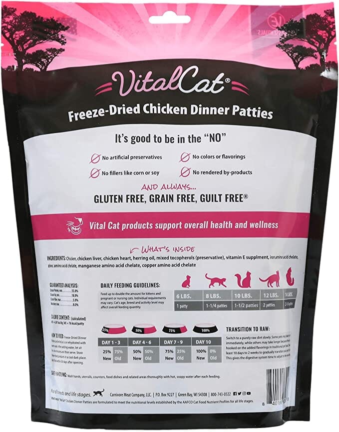 Vital Essentials Chicken Dinner Patties Freeze-Dried Cat Food - 8 Oz  