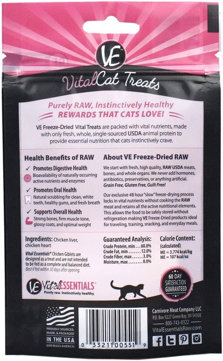 Vital Essentials Chicken Giblets Freeze Dried Cat Treats - 1 Oz  