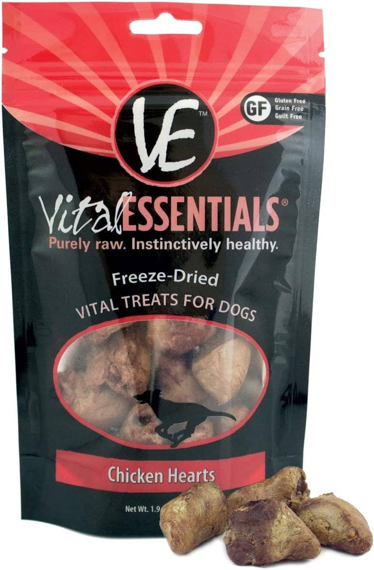 Vital Essentials Chicken Hearts Freeze-Dried Dog Treats - 1.9 Oz  