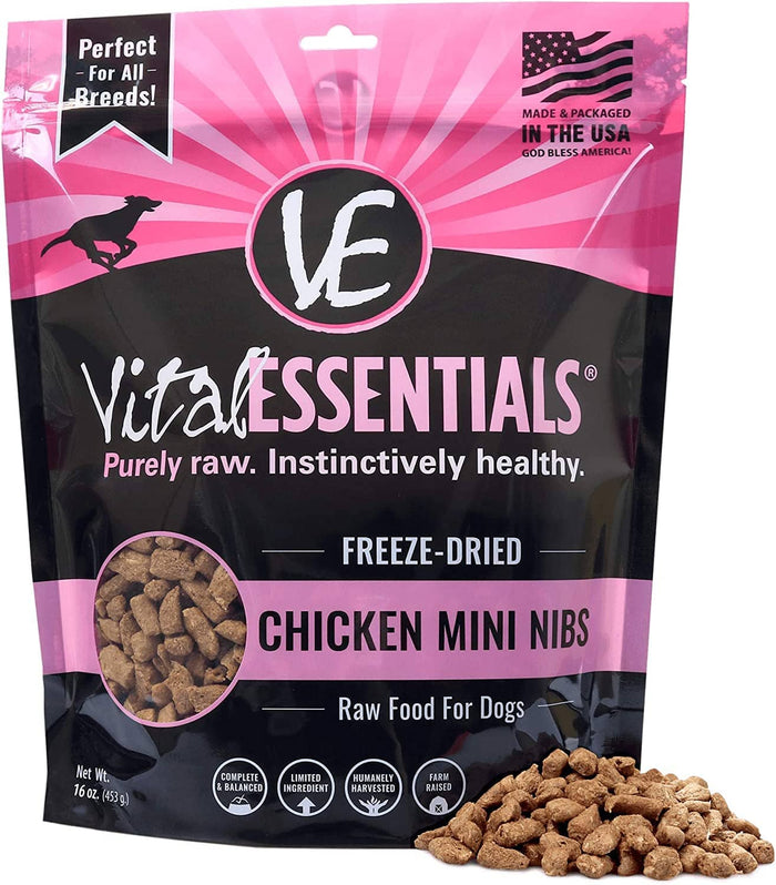 Vital Essentials Chicken Mini Nibs Entrée Freeze-Dried Dog Food - 1 Lb