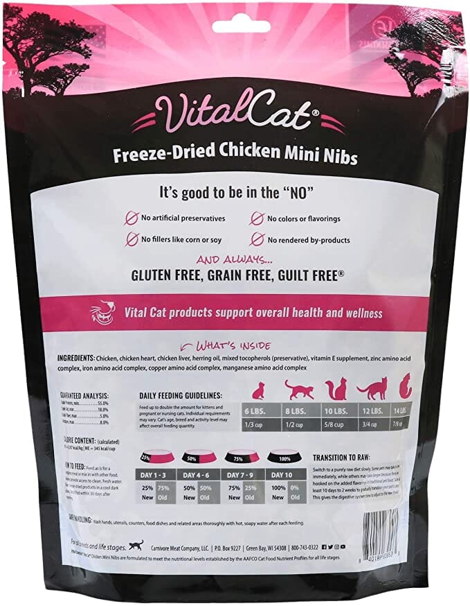 Vital Essentials Chicken Mini Nibs Freeze-Dried Cat Food - 12 Oz  