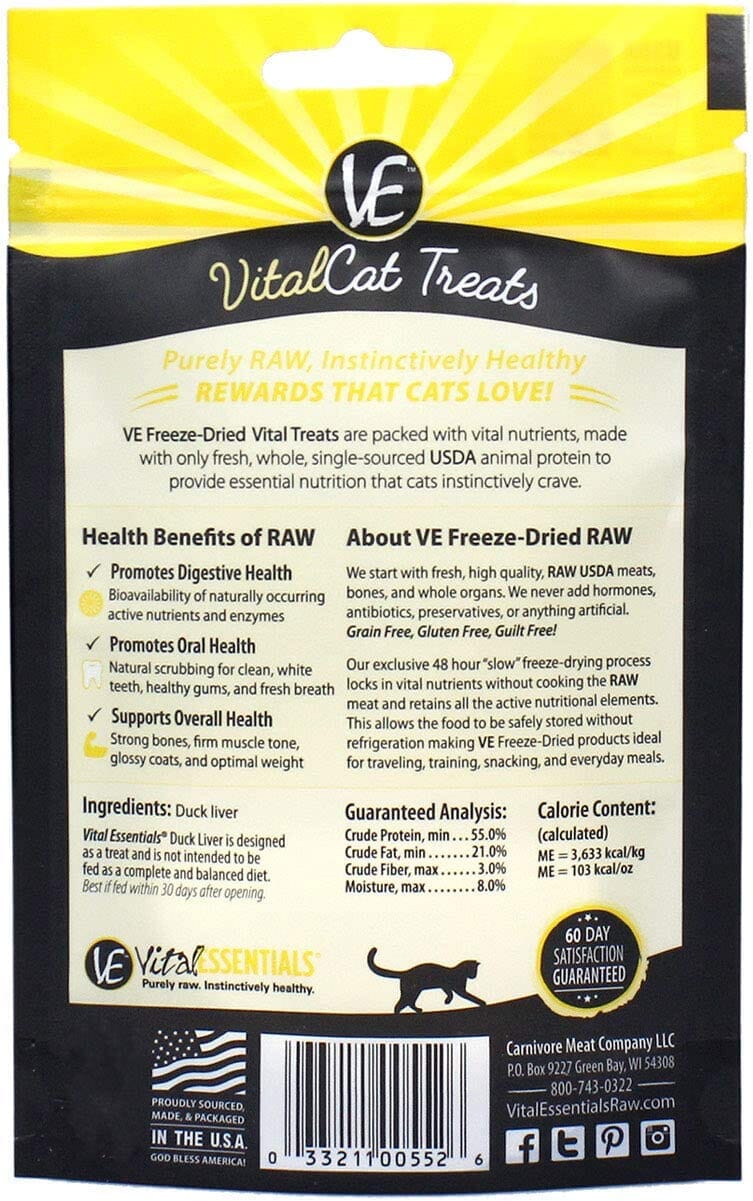 Vital Essentials Duck Liver Freeze-Dried Cat Treats - 0.9 Oz  