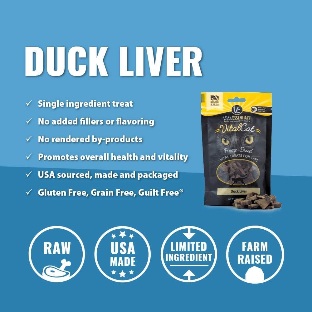 Vital Essentials Duck Liver Freeze-Dried Cat Treats - 0.9 Oz  